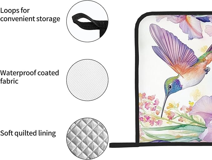 Spring Floral Hummingbirds Pot Holders Set of 2 Summer Botanical Kitchen Decorative Heat Resistant Potholder Cotton Lining Oven Hot Pads for Kitchen Cooking Baking Microwave Oven End Dishes BBQ Gifts