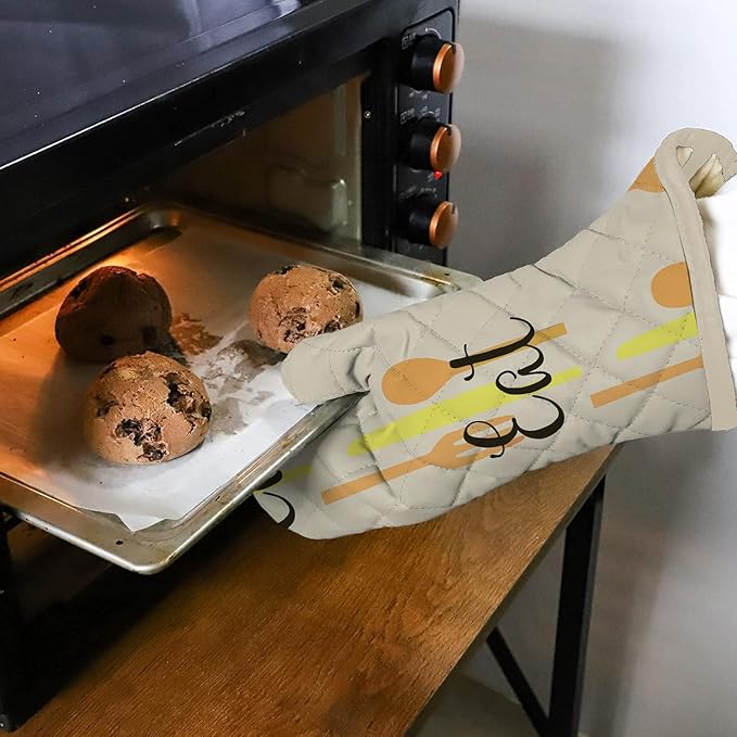 1 Pair (2 Pcs) of Oven Mitts – Heat Resistant Oven Gloves Kitchen, Safe for Baking, BBQ, Grilling - Cooking Gloves – Soft & Durable - Machine Washable – Silwervare Print