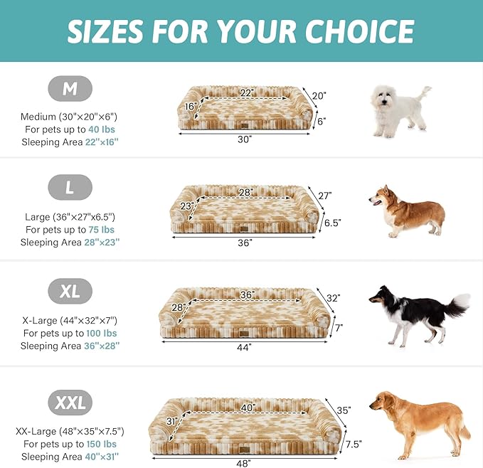 COZY KISS Cute Dog Bed for Small Dogs, Faux Rabbit Fur Orthopedic Foam Dog Bed with Sides, Removable Washable Cover & Waterproof Lining, Comfortable Pet Couch, Tie-Dye Brown (30" L x 20" W x 6" Th)