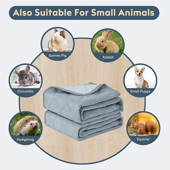 FunFurry Washable Guinea Pig Cage Liner - 4 Pack Reusable Washable Pee Pads，Waterproof Guinea Pig Bedding for Small Animal - Rabbit Bunny Hamster Puppy (Light Grey, 24" X 47" - 4 Pack)