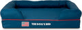 The Dog's Bed Replacement Outer Cover ONLY (Outer Cover ONLY - NO Bed, NO Waterproof Inner) for The Dog's Bed, Washable Oxford Fabric, Small (Blue with Red Piping USA Embroidery Flag)