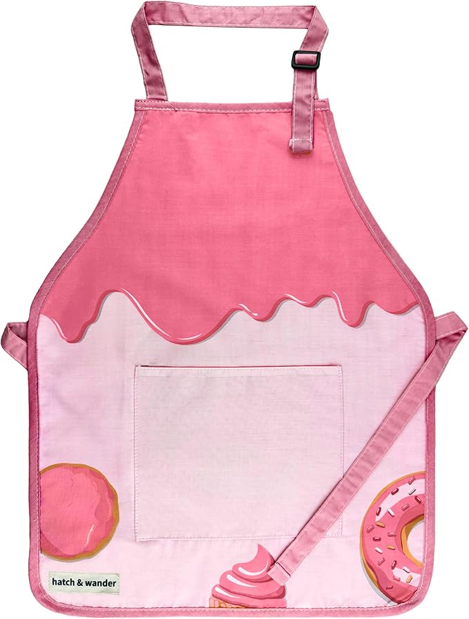 hatch & wander Kids Apron | Fun Kids Aprons for Cooking or Gardening | 4 Fun Designs & 2 Sizes | Kids Painting Apron