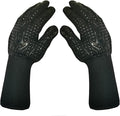 Mitts Oven Gloves with Fingers BBQ Heat Resistant Gloves Oven Gloves 1472℉ 14Inch Cut Resistant Cooking Grill Gloves Silicone Non-Slip Cooking Gloves for Grilling/Baking for Gift (Large, Black)