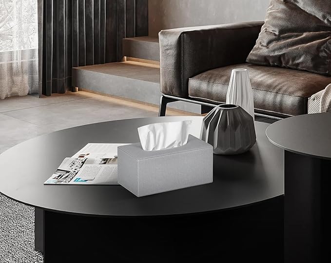 Colylan Tissue Box Cover Rectangular Tissue Box Holder for Bathroom (Grey)
