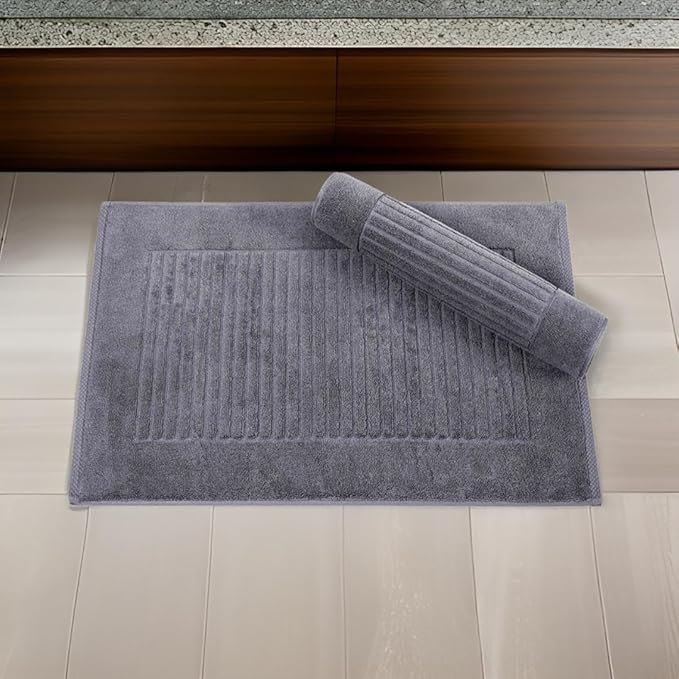 Classic Turkish Towels CTT - 2 Piece Bathroom Rugs Set, 100% Cotton Bath Mats, Comfy & Highly Absorbent Bathroom Floor Mats, Machine Washable | 20"x32" (Grey)