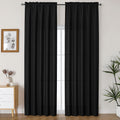 Lecloud Bessie Faux Linen Black Curtains 2 Panels 96 Inches Long, Airy Light Filtering Privacy Drapes with Rod Pocket for Bedroom Dining Room Window Treatments for Daily Home Use, Each 50" W x 96" L