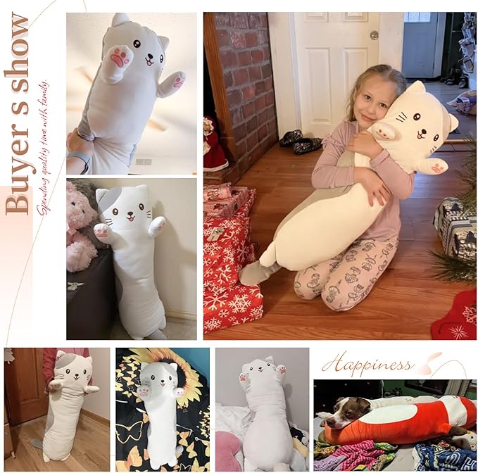Dalmao 36" Cat Stuffed Animal, Soft Long Pillow Doll Cute Cartoon Kitten Plush Body Pillow Plushies Toy Gift for Kids, Girls, Birthdays, Valentine's, Christmas