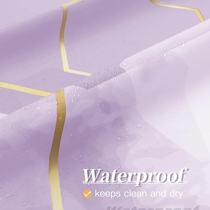 Litabel Modern Extra Long Shower Curtain for Bathroom, Lavender Purple Geometric Art Decor Waterproof Bath Curtain, Abstract Fabric Shower Curtain Sets for Home Decor, 72x84 Inch