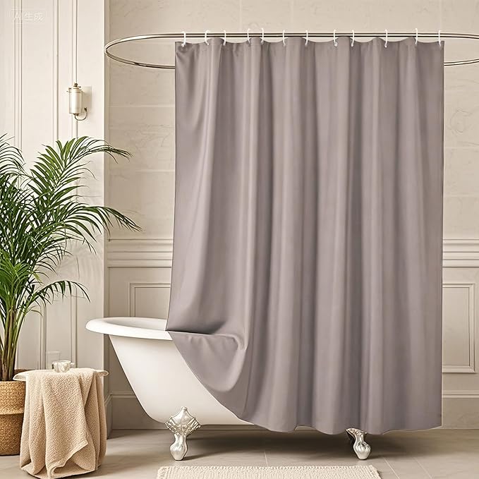 AooHome Standard Size Shower Curtain, Polyester Durable Solid Shower Curtain for Hotel with Hooks, Weighted Hem, Waterproof, Chocolate, 72x72 Inch
