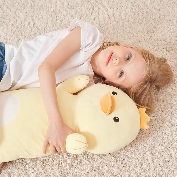 36” Long Duck Plush Body Pillow, Kawaii Cute Yellow Ducks Stuffed Animals, Hugging Squishy Pillow Soft Plushies Toy, Gifts for Kids Girls and Boys, Birthday, Halloween, Christmas