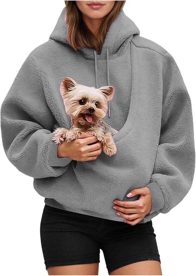 LBECLEY Hoodie with Dog Pouch Oversized Pet Hoodies Carrier Large Pocket Hooded Sweatshirt for Puppy Kitten Dogs Holder