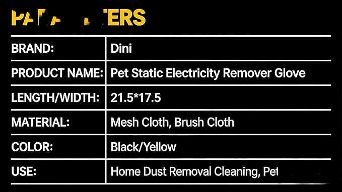 Pet Hair Removal Glove, 2 Pack Reusable Grooming Tool for Cats and Dogs, Hair Remover for Couch, Furniture, Carpet, Curtain, Black and Yellow
