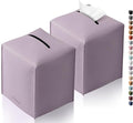 Tclouda Tissue Box Cover for PU Leather, Modern Simple Solid Color Holder Square Tissue Bag, Ideal for Bathrooms,Office,Car,Nightstand,Outdoor Tent,Dining Table,5"X5"X5", Double Purple