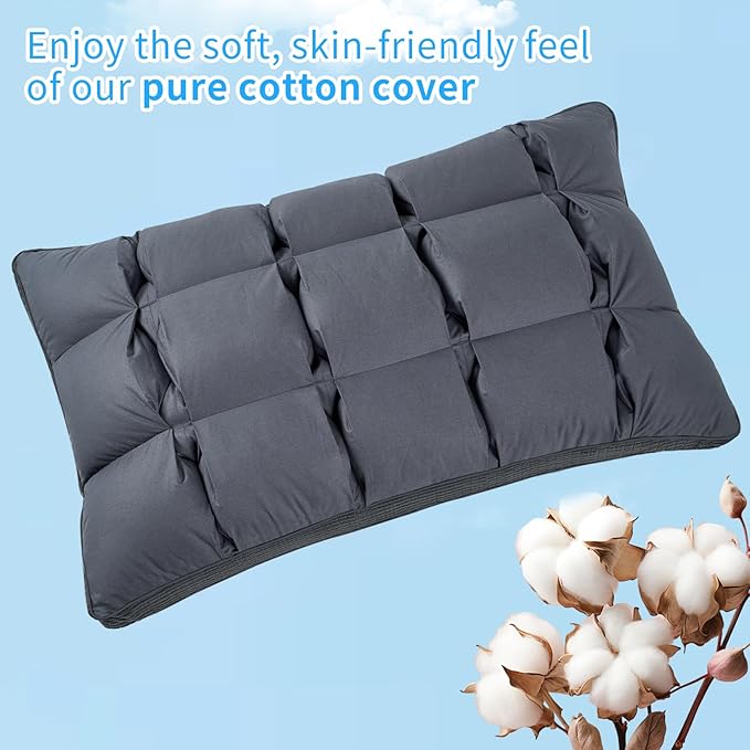 YOUR MOON Soft Pillow Queen for Sleeping, Super Soft Support Down Alternative Pillow, 100% Cotton Shell Luxury Comfy Fluffy Bed Pillows for Sleep(Gray)