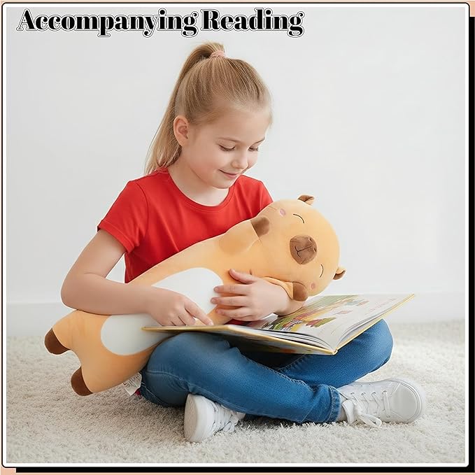 Shuoopen Long Capybara Plush Body Pillow Giant Stuffed Animal Soft Kids Sleeping Pillow, Kawaii Cute Capybara Plushies for Girls Boys Birthday (Brown,60cm/23.6inch)