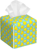 BLYKVGHQ Yellow Rubber Ducks Tissue Box Cover Square, Tissue Box Holder with Bottom Belt Leather Facial Paper Organizer Dispenser for Bathroom Bedroom Dresser Night Stand Tabletop