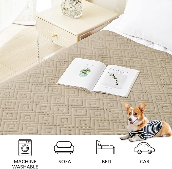 hyha Waterproof Dog Blanket, Soft Dog Bed Cover Pet Blankets, Waterproof Sofa Couch Cover for Dogs Washable, Reversible Pet Couch Covers for Sofa Furniture (68x82 Inch, Taupe/Taupe)