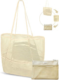 ToKismet Mesh Beach Tote Bag Packable,2026 New 2-in-1 Large Lightweight Foldable Beach Bags with Multiple Pockets for Women