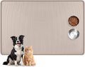Lorvain Dog Food Mat, 45" x 30" Silicone Pet Feeding Mat with Raised Edges, Extra Large Pet Placemat for Dog Cat Food and Water Bowl Non-Slip, Easy to Clean, Waterproof & Floor Protection, Beige