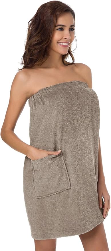 SIORO Women Bath Towel Wrap Robe, Soft Cotton Terry Spa Cloth, Plush Adjustable Closure for Shower, Travel, Pool, Gym