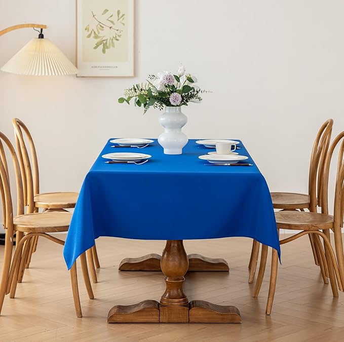 Rectangle Stain and Wrinkle Resistant Washable Polyester Table Cloth, Decorative Fabric Table Cover for Dining Kitchen Tables, Parties and Camping, 54 x 108 Inch,4 Pack,Blue