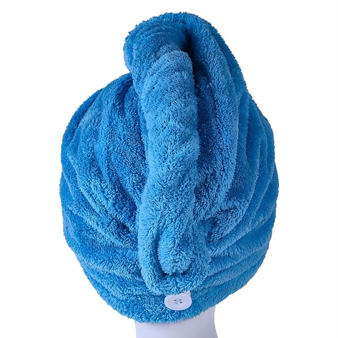 YYXR Microfiber Hair Turban Towel Wrap - Super Absorbent Drastically Reduce Hair Drying Time(2 Pack Puple & Blue)