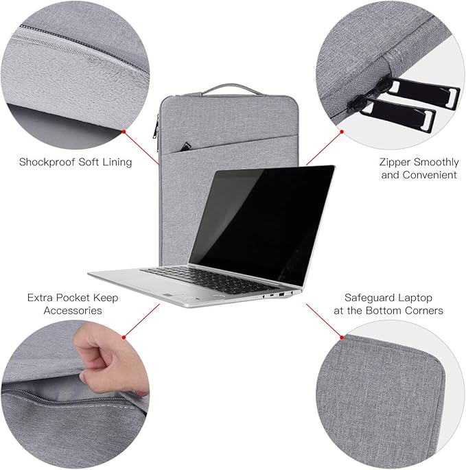 17.3 Inch Laptop Case Bag for HP 17.3 / Envy 17 17t/ Pavilion 17, Acer Nitro 5, Lenovo IdeaPad 3 17, ASUS VivoBook Pro 17 Carrying Protective Case(Light Grey)