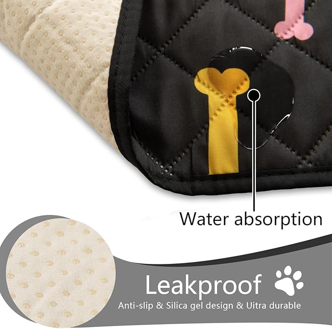 SPXTEX Dog Crate Pads Dog Pee Pads Rugs Washable Dog Pads, Non Slip Puppy Pee Pads for Small Dogs, Waterproof Pet Pad Rug, Dog Whelping Training Pads for Dogs, 2 Piece, 20"x30" Black