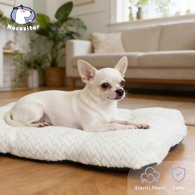 Necesitar 18 inch Dog Crate Bed Dog Mats for Sleeping,Up to 10 lbs Fluffy White Puppy Pad XXS