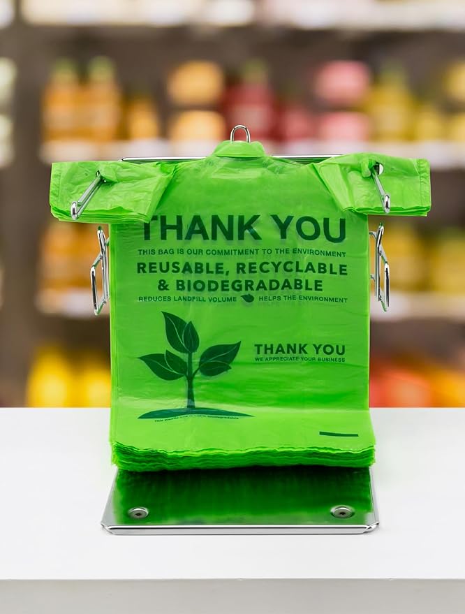 UMT Plastar 200 Count 100% Biodegradable Thank You Bags – Compostable, Recyclable, Eco-Friendly Grocery T-Shirt, 11.5" x 6.25" x 21", 16 Mic