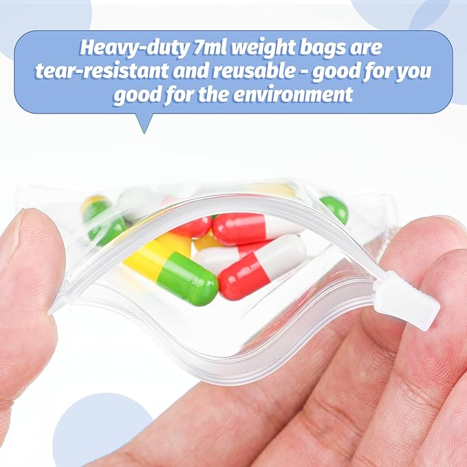 Nuanchu 96 Pieces Pill Pouches Bags Set Reusable Zippered Pill Baggies Clear Plastic Self Sealing Travel Medicine Organizer Storage with Slide Lock for Medicine and Small Items