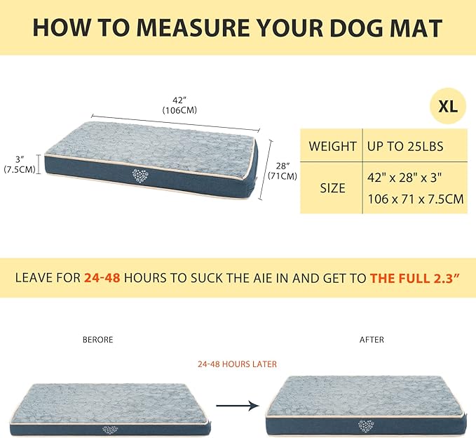 VANKEAN Waterproof Dog Crate Pad Bed Mat Reversible (Warm&Cool), Removable Washable Cover & Waterproof Inner Lining, Pet Crate Mattress for Cats and Dogs, Joint Relief Dog Bed for Crate, Navy-X-Large