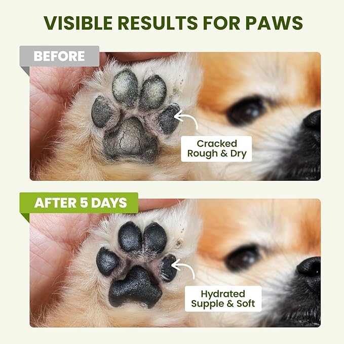 (2.1 oz*2) Lick-Safe Dog Paw & Nose Balm with Coconut Oil | Winter Road Salt & Cold Pavement Protector | All-Natural Moisturizer & Soother for Dry, Cracked Pads & Snout, Nose Butter for Bulldogs