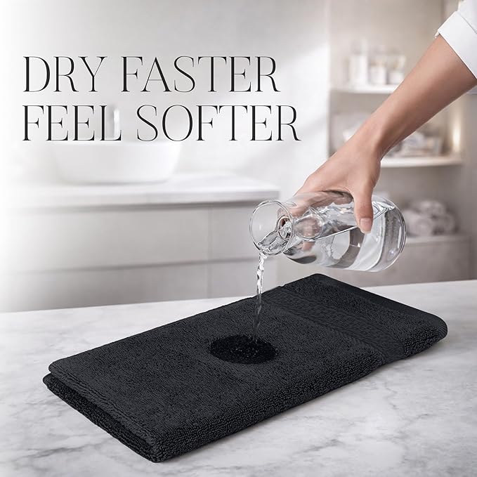 RIVERSIDE 12 Pack Premium 100% Cotton Face Wash Cloths, 12 x 12 Inches, Soft & Absorbent Face Towels for Bathroom Wash Clothes, 550 GSM, Luxury WashCloths for Showering, Body, Spa & Gym, Charcoal