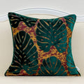Alerfa 20 x 20 Inch Square Leaf Pillow Embroidery Cut Velvet Cushion Case Luxury Modern Lumbar Throw Pillow Cover Decorative Pillow for Couch Sofa Living Room Bedroom Car, Teal Green