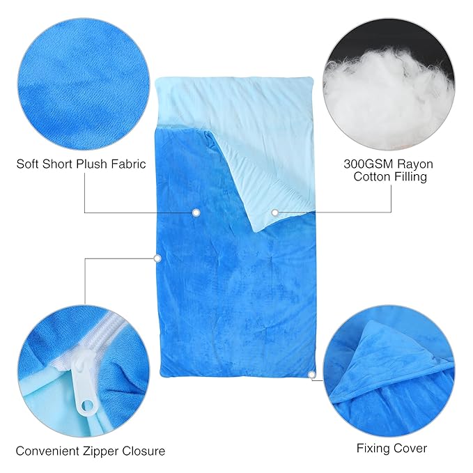 REDCAMP Extra Long Toddler cot with Sleeping Bag, Portable Kids Travel Bed for Sleeping, Blue 53''x26''