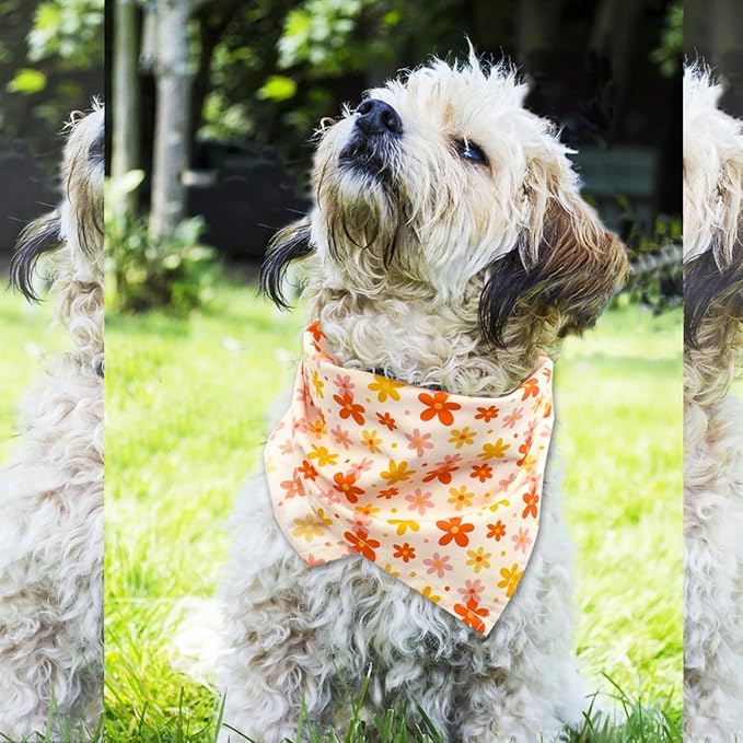 Bubblepup Floral Dog Bandanas, Soft Cotton Girl Dog Bandanas for Small Medium Large Dogs