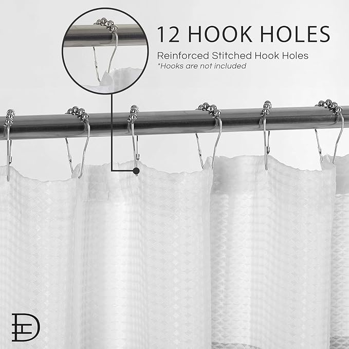 Dainty Home | Smoke Grey Ombre Waffle Weave Shower Curtain - 70" x 72" - Water Resistant Polyester Blend Fabric Shower Curtain - The Best Gradient Design Washable Waffle Shower Curtain