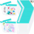 24 Pieces Pill Pouch Bags Zippered Set Reusable Translucent Medicine Organizer Sealing Travel Plastic Bags with Slide Lock for Storage(Turquoise)