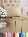 Twin Size 3 Piece Sheet Set - Comfy Breathable & Cooling Bed Sheets Set - Hotel Luxury Bedding for Women, Men, Kids, Teens, Boys & Girls - Deep Pockets, Ultra-Soft and Wrinkle Free - Oeko-Tex - Beige