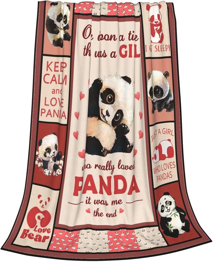 Panda Blanket Panda Throw Blanket Soft Fleece Flannel Bedding Gifts for Men Boys Women Girls Lovers Adults Stuff Plush for Couch Sofa Bed Room Decor 50"X60"