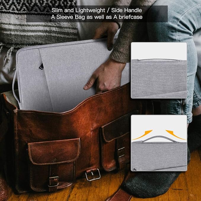 15.6-16 Inch Laptop Sleeve Case for Dell 16 Plus/HP Omnibook 16/Pavilion Envy/Lenovo ThinkPad IdeaPad Computer Bag, Light Grey