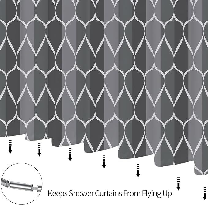 MCCKTIU Gray Modern Bathroom Shower Curtain - Waterproof Fabric, Machine Washable - 72 x 72 Inches