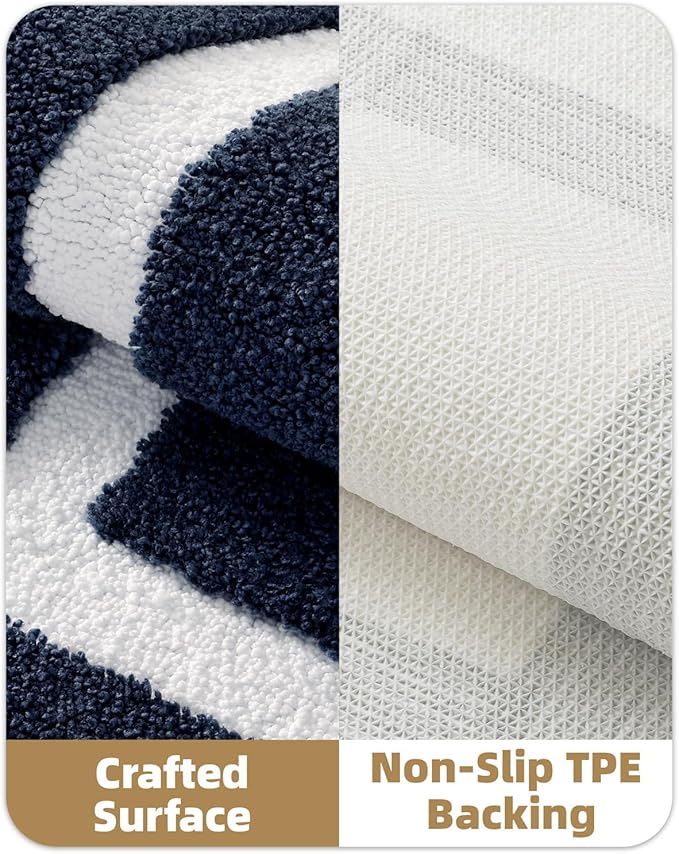 Color&Geometry Bathroom Rugs, Water Absorbent and Quick Dry Microfiber Bath Rugs-24"x36", Non-Slip, Machine Washable, Extra Soft Plush Bath Mats for Bathroom, Laundry Room, Blue White