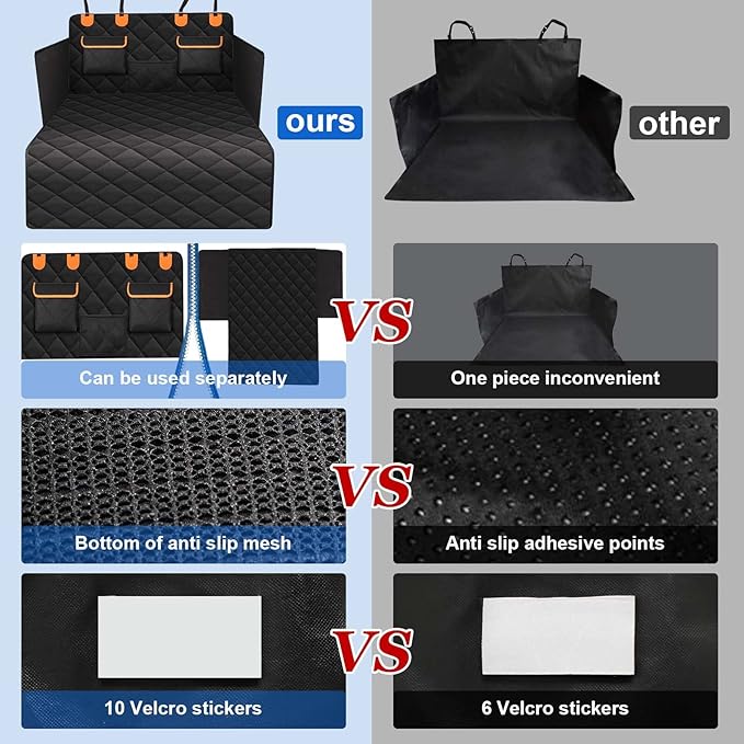 EasyHaWei 4-in-1 SUV Cargo Liner for Dogs, Non-Slip Water Resistant Pet Trunk Mat with Side Flaps Protector & Back Seat Organizer, Dog Backseat Cover for SUVs Vans（54" W x 88" L）