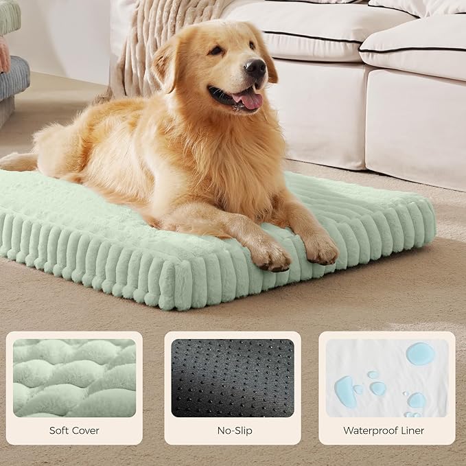 Orthopedic Dog Bed for Medium Dog, Waterproof Pet Bed,Non-Slip Bottom and Egg-Crate Foam with Removable Washable Cover Crate Bed,Green,30"x20"x3"