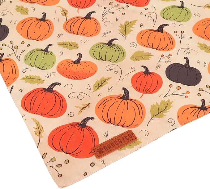 ADOGGYGO Fall Dog Bandana, Pumpkin Maple Leaf Autumn Thanksgiving Pet Scarf, Adjustable Fit Fall Bandanas for Medium Large Dogs Pets (Large)