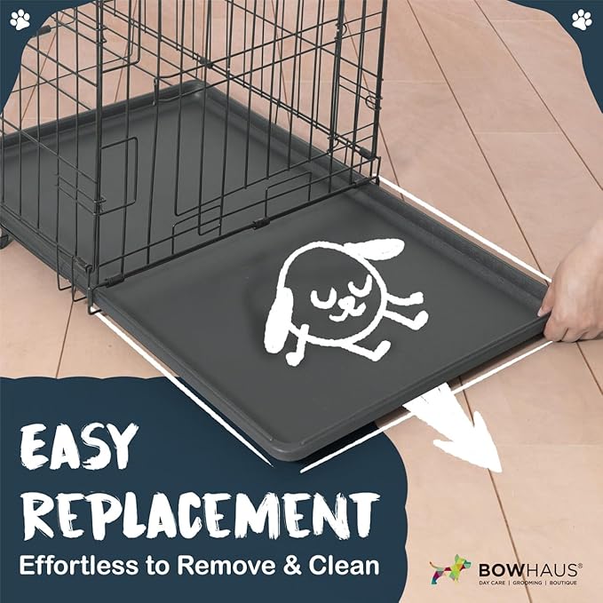 BOWHAUS 46.8-Inch Dog Crate Pan Replacement, Sturdy, Waterproof Plastic Tray for 48-Inch Pet, Rabbit Ferret Critter Kennels, Versatile Pan and Easy to Clean