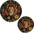 Lion Head Palm Leaves and Flowers 02 Trivets for Hot Dishes Pots and Pans Potholders Woven Trivet Cotton Round Large Pot Holder Decor Heat Resistant Hot Pads Mat for Table Counter Cooking Potho