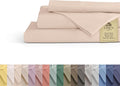 Linen Home 100% Cotton Percale Sheets King Size, Sand Shell, Deep Pocket, 4 Pieces Set - 1 Flat, 1 Deep Pocket Fitted Sheet and 2 Pillowcases, Crisp Cool and Strong Bed Linen